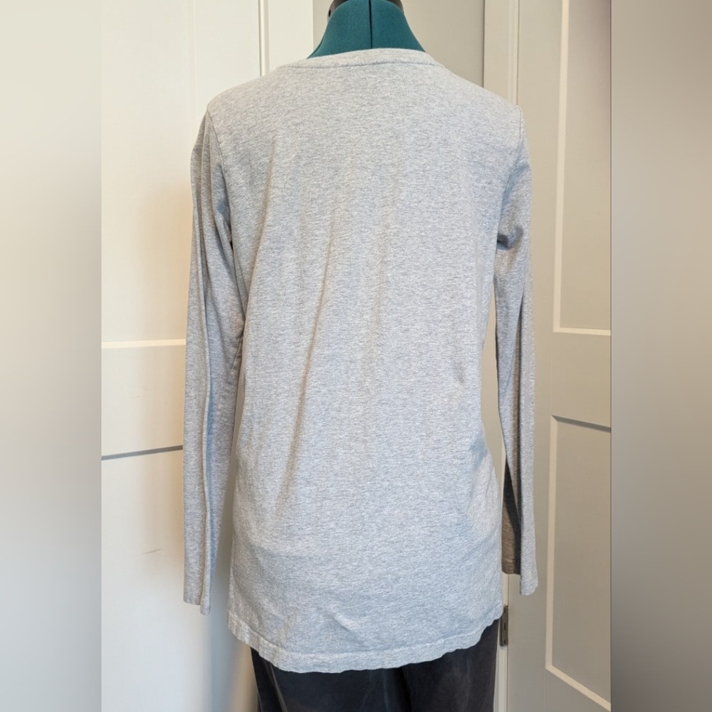 Womens Long Sleeve T-shirt Medium Crew Neck Grey Layering Casual Athleisure - Picture 2 of 2